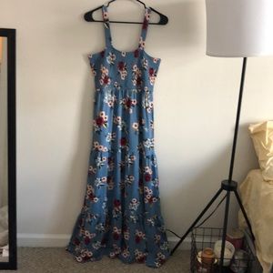 Blue Floral Maxi Dress | LOFT